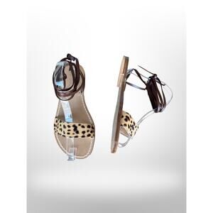 Bottega Capri Leopard Pony Hair Lace-Up Sandals EU 39 / US 8.5